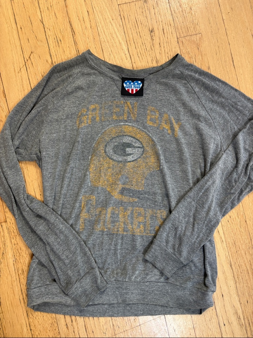 Junk Food Gray Tee with Patriotic Heart Logo